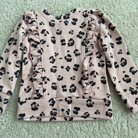 Little Road Co Lulu and Roo 2T NWOT Pink Suede Cheetah Flutter Sweatshirt - Picture 4 of 5